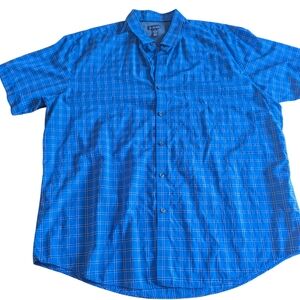 EUC Van Heusen Men's XXL Short Sleeve Camp Shirt Blue Check